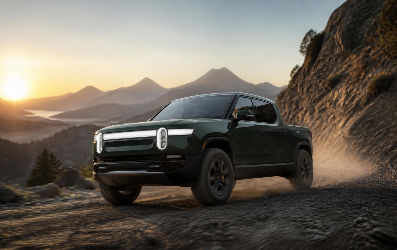 RIVIAN vehicle on the road